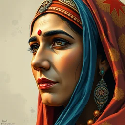 an indian woman. highly detailed, digital painting, watercolor, soviet realism, engraving, artstation, concept art, smooth, sharp focus, vivid grunge, manga, illustration, unreal engine 5, 8 k, art by bilibin and kuvshinov and malevich and mucha