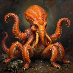 zoological portrait of orange cthulhu by wieslaw walkuski