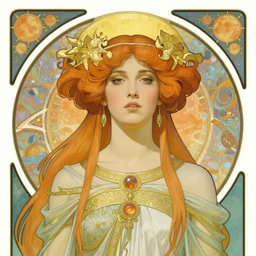 art nouveau portrait of the powerful queen of the solar system in the style of anna dittmann and in the style of wayne barlowe. glowing, ornate and intricate, stunning, dynamic lighting, intricate and detailed.