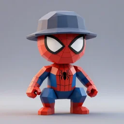 low poly spider - man with a low poly hat