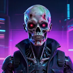 a cyberpunk futuristic retrowave synthwave detailed peter elson valenberg portrait of a zombie cyborg terminator.
