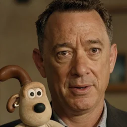 tom hanks in wallace and gromit, close up face