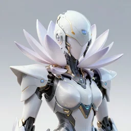 futuristic nymphaea themed mecha waterlily upper body, sepals forming helmet, highly detailed, nymphaea, 8 k hd resolution, sazabi, biomechanical, bandai box art, star wars, makoto kobayashi, frank gehry, raymond swanland
