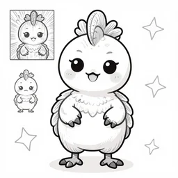 cute cassowary, anime, manga, cartoon, lineart, trending on artstation, chibi, kawaii, detailed