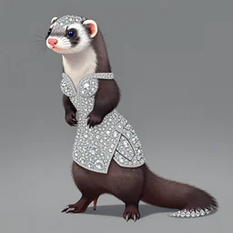 detailed illustration : ferret character : wearing diamonds : wearing a sexy dress : wearing stiletto : head torso legs feet : behance artstation