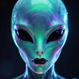 synthwave chromatic alien face, detailed, 4k