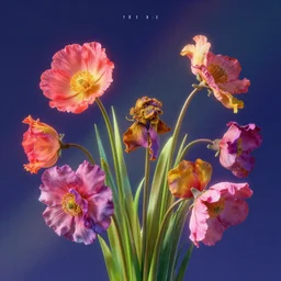 album cover of flowers wilting on psychedelics flume! blender render, dynamic lighting