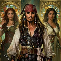 cinematic stills from pirates of the caribbean combined with pocahontas, deep focus, d & d, fantasy, intricate, elegant, highly detailed, digital painting, artstation, concept art, matte, sharp focus, illustration, hearthstone, art by artgerm and greg rutkowski and alphonse mucha