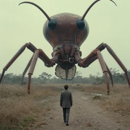 a gigantic amoeba looms in the background of a wes anderson film
