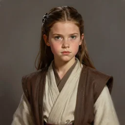 portrait of a woman by greg rutkowski, jedi knight hana fel, brown long hair, she resembles leia and padme, star wars expanded universe, she is about 2 0 years old, elegant, wearing jedi robes, highly detailed portrait, digital painting, artstation, concept art, smooth, sharp foccus ilustration, artstation hq