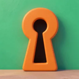 orange keyhole character in the style of pixar