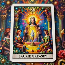 vibrant ultra clear zodiac tarot card by laurie greasley rene magritte gustave dore, precision symmetry, full color, cinematic dramatic lighting, hyper realistic detailed intricate render, hypermaximalist, ornate, epic composition, 4 k 8 k, octane blender, sharp focus, concept art, masterpiece award winning