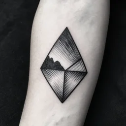 handpoke tattoo of a simplistic black and white geometric shape, doodle, sharpie drawing, stick poke, lineart