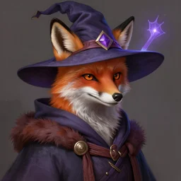 a detailed portrait of a fox wizard with a magical hat, by victo ngai and justin gerard, digital art, realistic painting, very detailed, fantasy, dnd, character design, trending on artstation