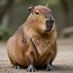 a high quality photo of an antropomorphic capybara wearing a suit, 8k, digital art