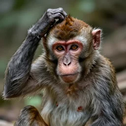 a monkey scratching its head. confused, sharp focus, smooth, trending on artstation, concept art, extremely detailed, cinematic, intricate