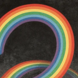 japanese woodblock print of twisting rainbow in black sky. trending on artstation.