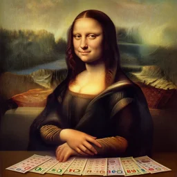 portrait of a long - haired woman winning the lotterysitting upon a table with heightened detail, poised, intense emotion, detailed facial expression, detailed surroundings, intricate, elegant, highly detailed, centered, digital painting, artstation, concept art, smooth, sharp focus, illustration, by ( leonardo da vinci ), wlop