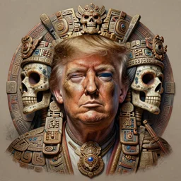 digital _ painting _ of _ donald trump, mayan god of death _ by _ filipe _ pagliuso _ and _ justin _ gerard _ symmetric _ fantasy _ highly _ detailed _ realistic _ intricate _ port