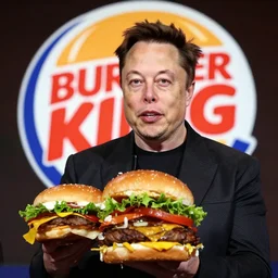 elon musk as a burger king, hd photo