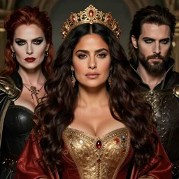 Salma Hayek as a beautiful Medieval Queen by Alex Ross +Mark Arian +Artgerm , extremely detailed , hyper realistic ,smooth, sharp focus