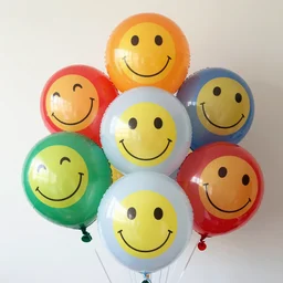 birthday balloons with a realistic smiling face