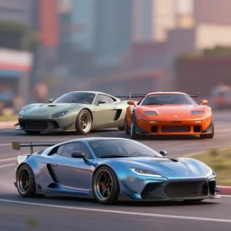 combine design from two different random vehicles with wide body. len blur background bokeh. art by ismail inceoglu, filip hodas, and pixar.