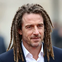 François Hollande with dreadlocks, lots of dreadlocks on the head, short dreadlocks with beads