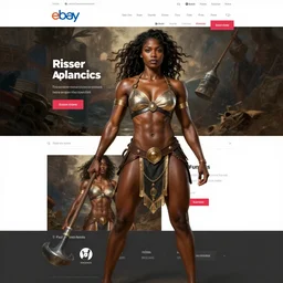 Images on the store website, eBay, Full body, Miniature of a very muscular black female warrior with club