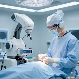ai machines experiment with human surgeries, future, laboratory in the year 2 1 2 1, shiny glossy white machines 8 k /