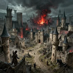 medieval city falls into hell
