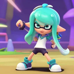 splatoon in teal and purple, claymation, 4 k, action, nintendo, width 1 0 2 4