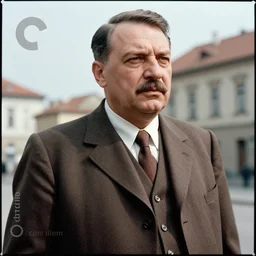 color photo of Josip Broz Tito, cinestill 800t, high quality, criterion collection