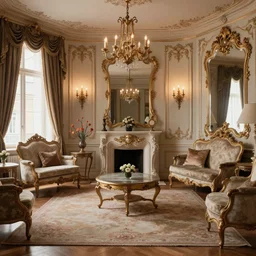cosy barock room full of ornament furniture, 8 k, trending on artstation
