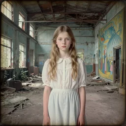 a beautiful young girl in a soviet abandoned factory, daguerreotype by edward hopper, by henri rousseau, by Bosch, art noveau, highly detailed, strong lights, liminal, eerie, Bright pastel colors, octane render, 8k,