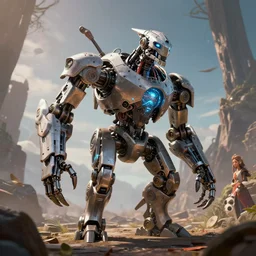 sawtooth machine mecanical creature robot of horizon forbidden west horizon zero dawn bioluminiscence global illumination ray tracing hdr fanart arstation by ian pesty and alena aenami artworks in 4 k