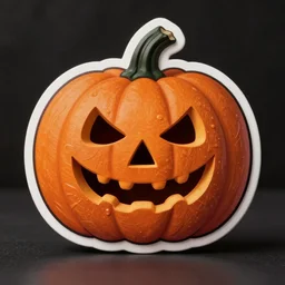 die cut sticker of a halloween scary pumpkin head