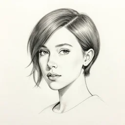 pen sketch of millie bobby brown with short hair by yoji shinkawa