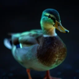 a blurry image of a duck in the dark, a microscopic photo by ker - xavier roussel, featured on flickr, art photography, flickering light, macro photography, luminescence