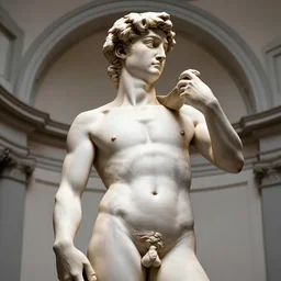 hyper detailed ultra sharp portrait of a beautiful fat chubby statue of david in the accademia di belle arti, medium long shot, sharp focus, global illumination, radiant light, irakli nadar, alexander mcqueen, octane highly render, 4 k, ultra hd, v - ray render, unreal engine