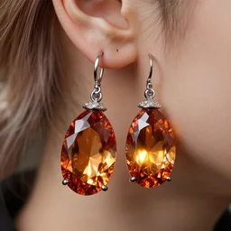 incandescent earring mined from the depths of hell, expensive gemstone, close up shot, volumetric lighting