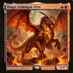 fire geo - wyrm, fantasy beast, best magic : the gathering illustration artist style, very detailed