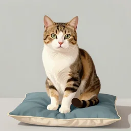 cat sitting on a pillow, digital art portrait