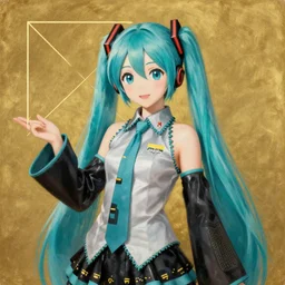 19th century romantic painting of hatsune miku, blue hair, golden ratio