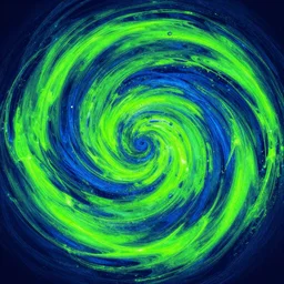 neon green and blue water swirling in a circle