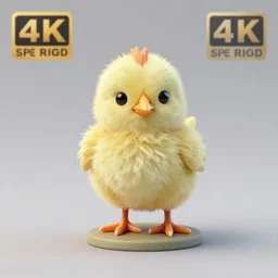 80mm resin detailed miniature of very fluffy spring chick, Product Introduction Photos, 4K, Full body, simple background