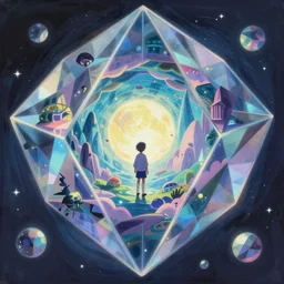 a painting of inside the prism of dreams ; a beyond - dimensional fantasy world, in a screenshot from the science fiction anime film
