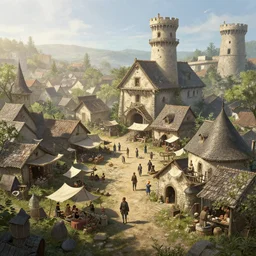 concept art, a beautiful highly detailed display of a fantasy small medieval open exterior market of a small town, poor, small, bright, early in the morning light, realistic daylight lighting poster by ilya kuvshinov, magali villeneuve, artgerm, jeremy lipkin and michael garmash and rob rey