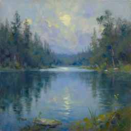 a lake that leads into another dimension, oil painting, trending on artstation