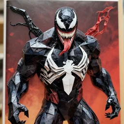 steve buscemi is venom on a comic book cover, modular origami, saturated, dark, by wain, louis